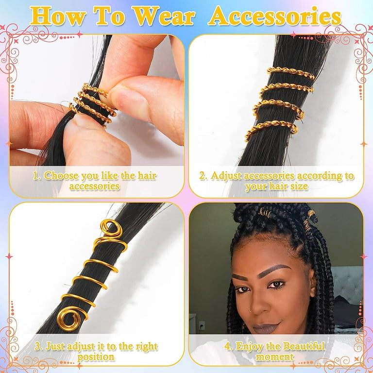  100 PCS Gold Dreadlock Beads Locs Accessories , Jewelry for  Braids, Women and Girls, Adjustable Cuffs Braiding Hair Rings Decoration :  Beauty & Personal Care
