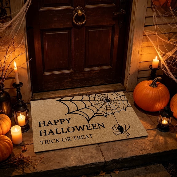 Kugisaki Halloween Decoration Door Mat Plush Welcome Mat with Non-Slip Backing Durable Floor Mat for Front Door Outdoor Indoor