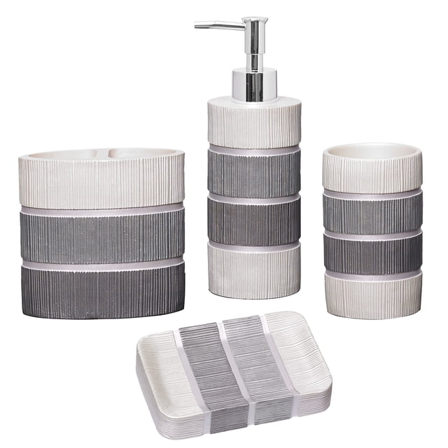 Set de accesorios de baño Zahari Home Modern Line, 4 piezas, gris