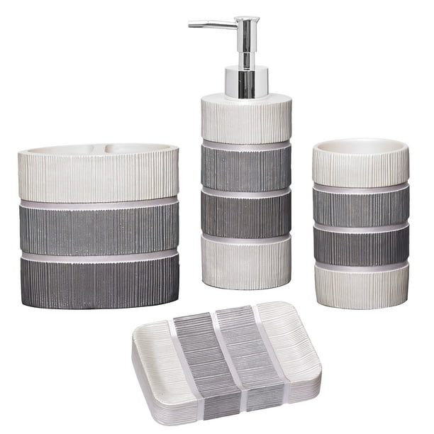 Set de accesorios de baño Zahari Home Modern Line, 4 piezas, gris
