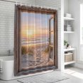 thumbnail image 6 of Wooden Window Coastal Shower Curtain, Waterproof Shower Curtains for Bathroom, Seaside Summer Beach Sunset Washable Fabric Bathtub Curtain Set Bath Decor with 12 Hooks Standard 72"x72", 6 of 8