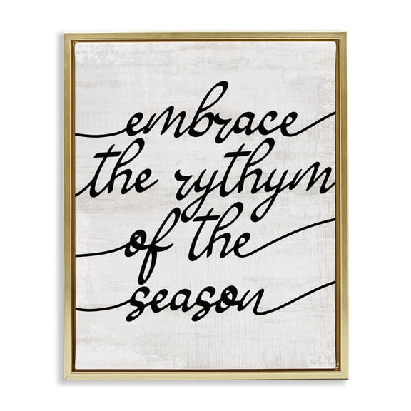 Stupell Industries Shabby Chic Rhythm of the Season Phrase Gold Floating Frame Canvas Art, 25 x 31, by Lil' Rue