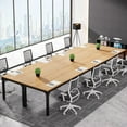 thumbnail image 5 of Tribesigns 6.5FT Modern Office Conference Table, 78.74-Inch Large Seminar Meeting Desk with Metal Legs and Adjustable Pads, Boardroom Training Table, Light Walnut, 5 of 5