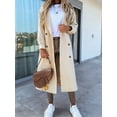 thumbnail image 2 of Lapel Collar Double Breasted Women's Winter Elegant Coats Long Notched Pea Coat, 2 of 8
