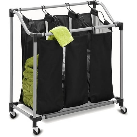Honey Can Do Elite Triple Laundry Sorter with Removable Bags, Black/Gray