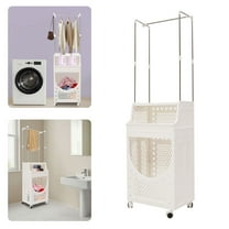 3-Tier Laundry Basket with Wheels Laundry Hamper Cart with Clothes Rack Dirty Clothes Hamper for Bathrooms