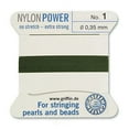 thumbnail image 5 of Griffin Nylon Bead Cord Perlseide – Olive Color – Size 1 (0.35mm) – 2 Meters per Card – Stainless Steel Needle Attached – for Knotting Pearls, Gemstones, Crystals and Beads, 5 of 5