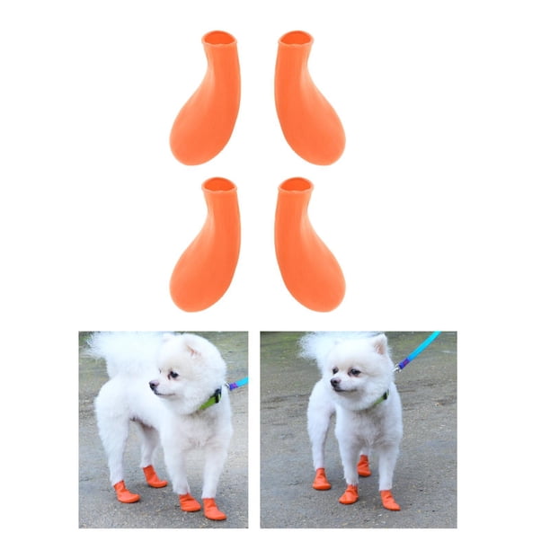 2 piezas de de nieve para mascotas Botas de lluvia para perros colores dulces botines de goma para perros impermeables antideslizantes para - Naranja M Colco Botas de lluvia para mascotas