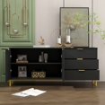 thumbnail image 3 of FUFU&GAGA 2 Door Large Storage Cabinet  3 Drawer TV Cabinet Buffet Sideboard Black, 3 of 5