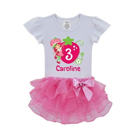 Personalized Strawberry Shortcake Birthday Toddler Pink Tutu Shirt, 2T, 3T, 4T, 5/6T