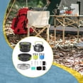 thumbnail image 4 of DYNWAVECA Camping Cookware Kit Cups Plates Forks Fast Heat Conduction Pot Pan Kettle Camping Cooking Set for Hiking BBQ Outdoor Cooking green, 4 of 6