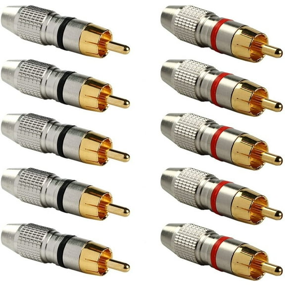 5 pair RCA Male Plug Gold Audio Video Adapter Connector