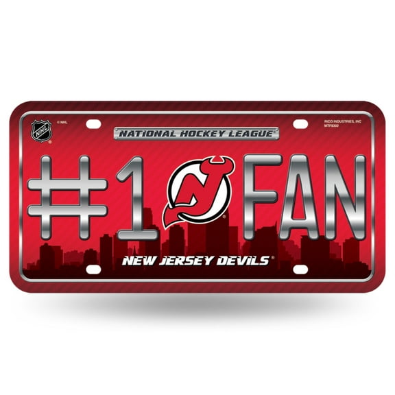 New Jersey Hockey Devils #1 Fan Metal License Plate Tag - Number One! Let's Go!!