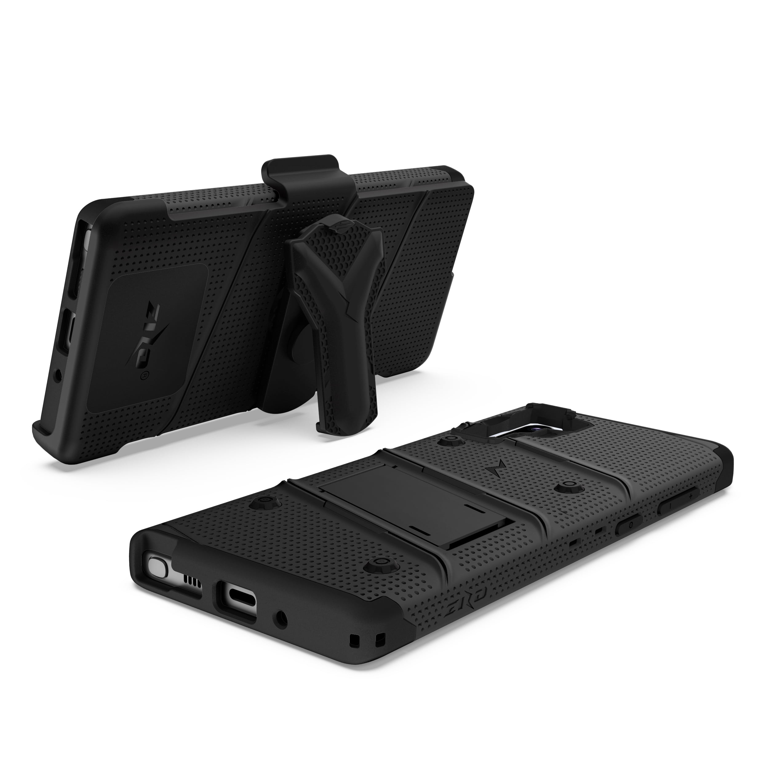 ZIZO BOLT Series for Samsung Galaxy Note 10 Case | Heavy-duty Military-grade Drop Protection w/ Kickstand Included Belt Clip Holster Lanyard (Black/Black)