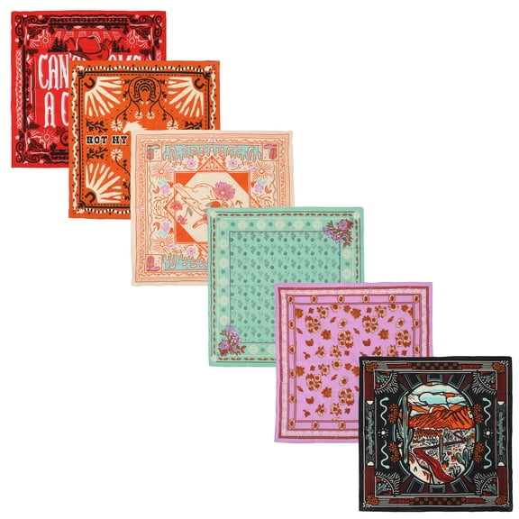 Lightweight Western Theme 22"x22" 6-Pack Bandana Set