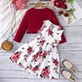 thumbnail image 4 of Splozh Baby Summer Dress 2T 3T 4T 5T 6T 7T 8T 2PCS Little Toddler Girls Dress with Cardigan Floral Dresses Fall Clothes,Red,3-4 Years, 4 of 6