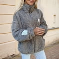 thumbnail image 4 of Womens Casual Oversized Fleece Jacket Fall Winter Warm Lapel Zip Up Plush Cardigan Outerwear Coat with Pockets Gray XL, 4 of 5