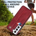 thumbnail image 5 of Design for Samsung Galaxy S22 Plus/S22+ Phone Case with Screen Protector Adjustable Wrist Strap Kickstand Credit Card Slot Slim Shockproof Hybrid Rugged Protective Cover for Women Men 6.6 inch Red, 5 of 14