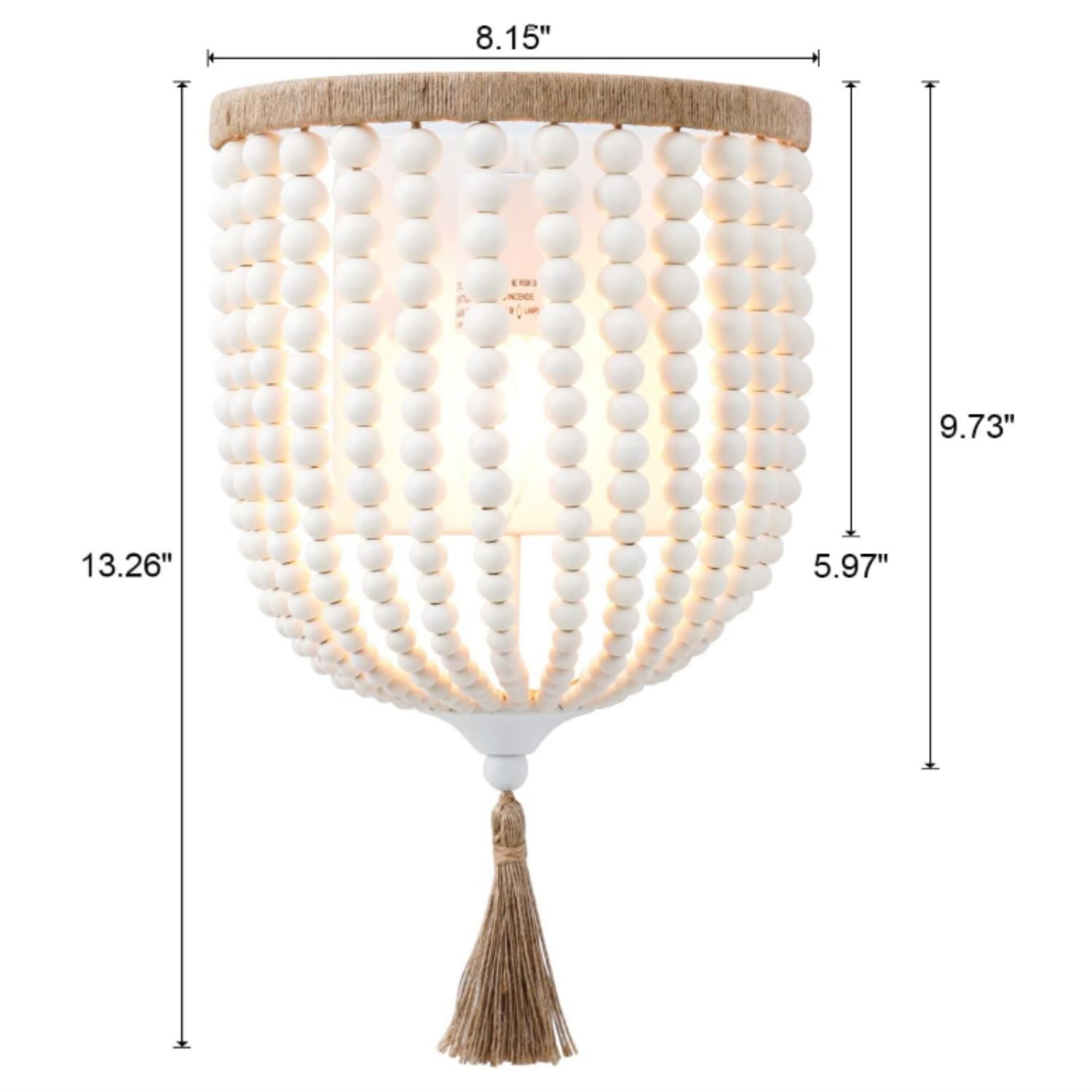 Wood Beaded Wall Sconces Bedside Antique Rustic Wall Sconce Lighting Fixture White Finishing for Bedroom, Hallway, Entryway, Passway, Bathroom, Vanity 2 Pack