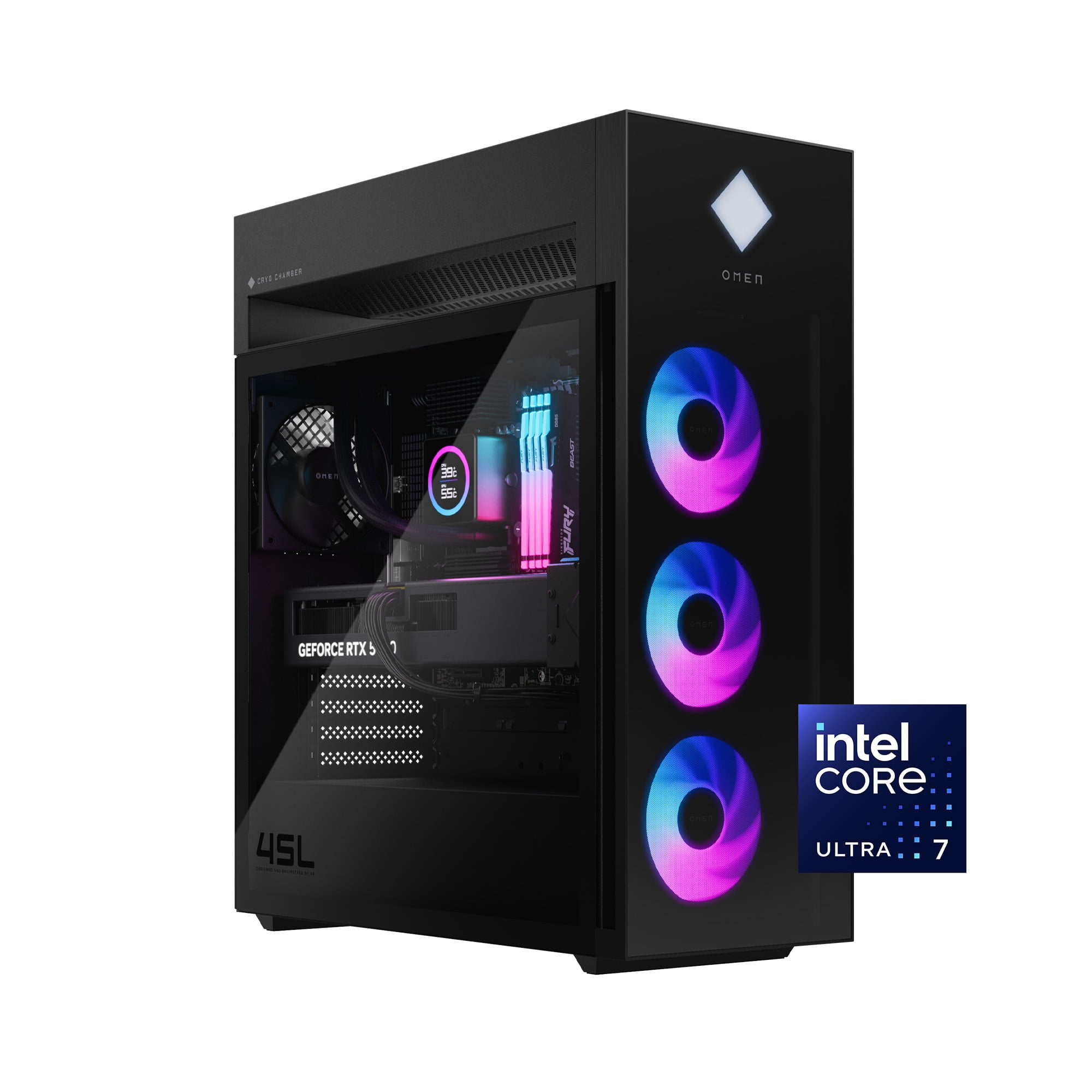 OMEN 45L Win 11 Pro Gaming Desktop Intel Core Ultra 7 265K Nvidia RTX 5080 32GB 2TB SSD Shadow Black