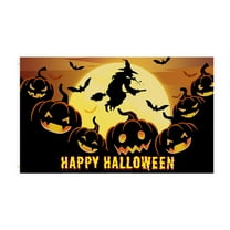 3x5 Feet Halloween Garden Flag with Scary Pumpkin Face, Outdoor Indoor Decoration for Yard Porch, Seasonal Banner for Fall Holiday - Black