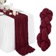 thumbnail image 1 of Camino de mesa de gasa bohemia | Tela de gasa arrugada extra larga de 89 x 39 cm | Mantel romántico transparente para decoración de bodas, despedidas de soltera, fiestas de cumpleaños, 1 of 5