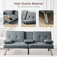 thumbnail image 4 of 66.1" Modern Sofa Bed, Linen Lounge Couch Futon Couch with 2 Cup Holders and 4 Metal Legs, Convertible Daybed Folding Recliner Sleeper Loveseat, 4 of 6