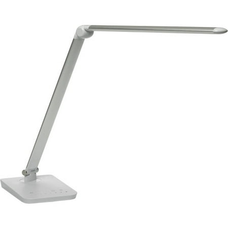 Safco Vamp LED Flexible Light 16.8" Height - 5" Width - LED Bulb - Dimmable, Flexible, USB Charging - 550 Lumens - ABS Plastic, Aluminum - Desk Mountable - Silver