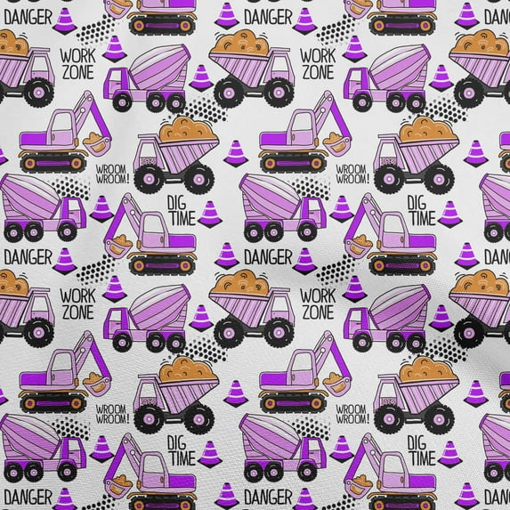 oneOone Cotton Jersey Purple Fabric Truck Diy Clothing Quilting Fabric Print Fabric By Yard 58 Inch Wide