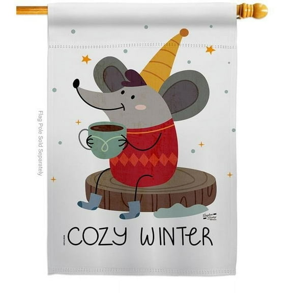28 x 40 in. Cozy Winter House Flag with Wonderland Double-Sided Decorative Vertical Flags Decoration Banner Garden Yard Gift