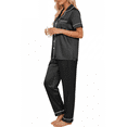 thumbnail image 3 of UVN Pajamas Sets for Women Short Sleeve Button Down Tops And Pants Sleepwear Soft Silk Satin Pjs Loungewear 2 Piece Outfit, 3 of 8