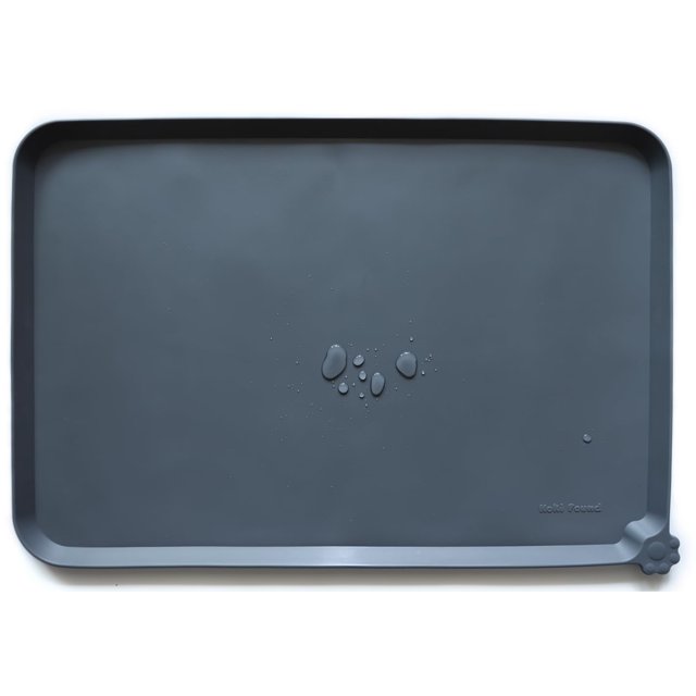Bandeja de alimentación para mascotas Hoki Found, silicona, impermeable, gris, grande
