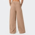 thumbnail image 5 of Women's High Waisted Oversized Baggy Wide Leg Sweatpants Gym Yoga Lounge Athletic Trousers with Pockets, Khaki XL, 5 of 7