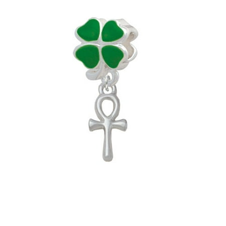 Small Ankh - Green Four Leaf Clover Charm Bead