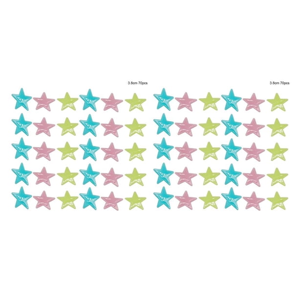 Wosthever Pegatinas luminosas Estrella de plástico Pegatinas de pared Parche Calcomanía Decoración para dormitorio de niños, azul claro, 3,8 cm, 70 color 3.8 CM 70 piezas 2piezas Wosthever CBP259585