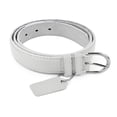 thumbnail image 2 of Womens Leather Belt - Solid Color Basic Pu Bonded Leather Dress Belt - Silver Polished Belt Buckle by Belle Donne - LightGray Small, 2 of 3