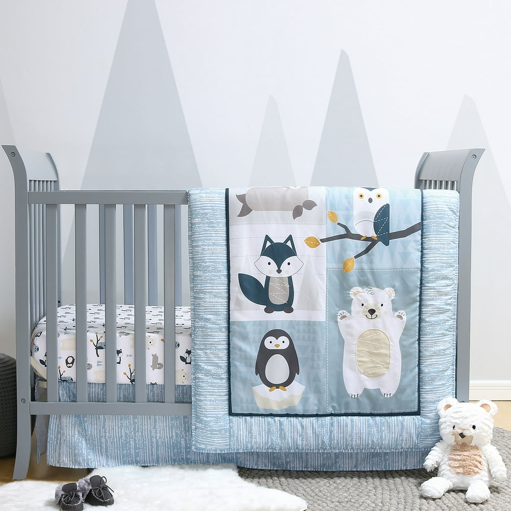 Nordic Wonder 4 Piece Arctic Wildlife Themed Baby Boy Crib Bedding Set