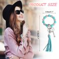 thumbnail image 2 of Uxcell Silicone Wristlet Keychain, Cute Beaded Wristlet Keychain Car Key Ring with Leather Tassel for Women, Blue/White, 2 of 6