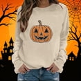 thumbnail image 3 of Lutiedan Halloween Sweatshirts for Women Ghost Pumpkin Rhinestone Graphic Pullover Shirt Long Sleeve Crewneck Spooky Top,XL, 3 of 7