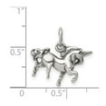 thumbnail image 2 of 925 Sterling Silver Solid Polished Oxidized Antiqued Unicorn Charm 21x20mm Wide 3.5mm Thick Pendant Necklace for Women, 2 of 2