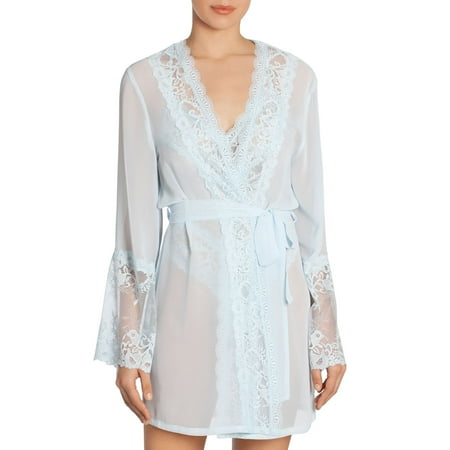 

In Bloom By Jonquil Lace Trim Wrap Robe Blue X-Large