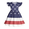 thumbnail image 5 of Posijego Girls 4th of July Dresses Star Printed Ruffle Sleeve Dresses Independence Day Dresses for Little Girls, 5 of 6