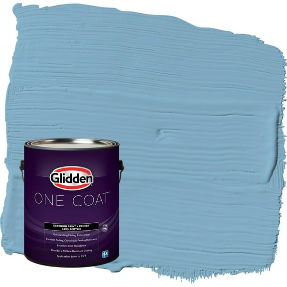 Glidden One Coat Arabella / Blue Satin Exterior Paint with Primer, 1 Gallon
