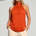 thumbnail image 2 of Alun Womens 2026 Fashion Summer Tank Tops Dressy Casual Lace up Halter Top Solid Color High Neck Sleeveless Tshirt Beach Vacation Thin Breathable Loose Fit Daily Wear Orange XXL, 2 of 6
