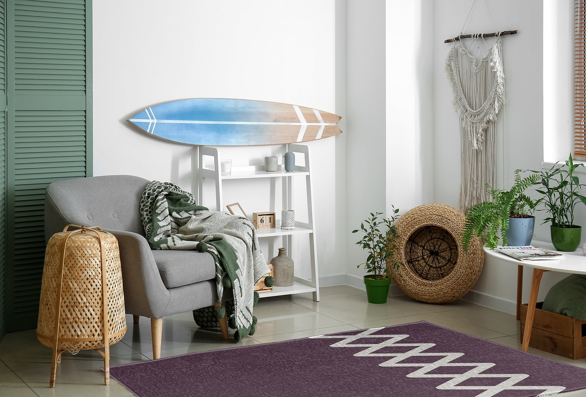 Simply Daisy 4' x 6' Zipper Stripe Chenille Rug, Dusty Purple