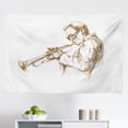 thumbnail image 1 of Music Tapestry, Illustration of Old Saxophone with Template Solo Vibes Art Print Design, Fabric Wall Hanging Decor for Bedroom Living Room Dorm, 2 Sizes, Yellow Black White, by Ambesonne, 1 of 1