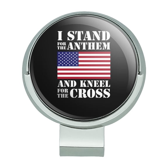 I Stand For The Flag Kneel Cross USA American Flag Patriotic Golf Hat Clip With Magnetic Ball Marker