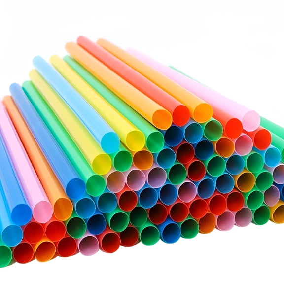 ACDANC 100Pcs Jumbo Straws,Assorted Colors Smoothie Straws Disposable,Wide-Mouthed Boba Straw,Large Bubble Tea Straw Extra Long,Plastic Wide Straws for Milkshakes,Beer,Drinks,Party Supplies