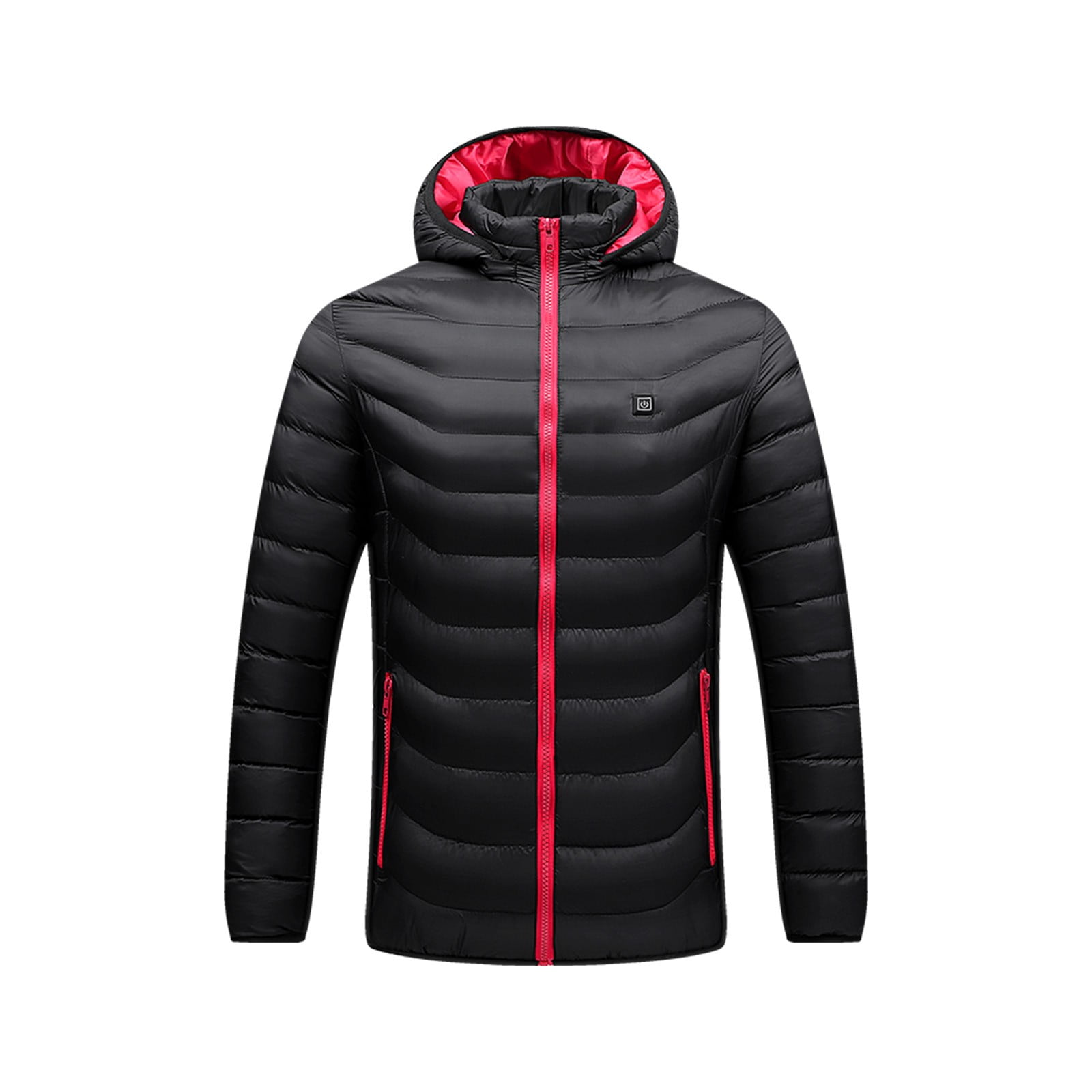 M, Black Mens Heated Jacket Carbon Fiber Electric Heating Clothing Front and Back Heat Zones Waterproof Wind Resistant and Anti-fouling Heated Jacket 