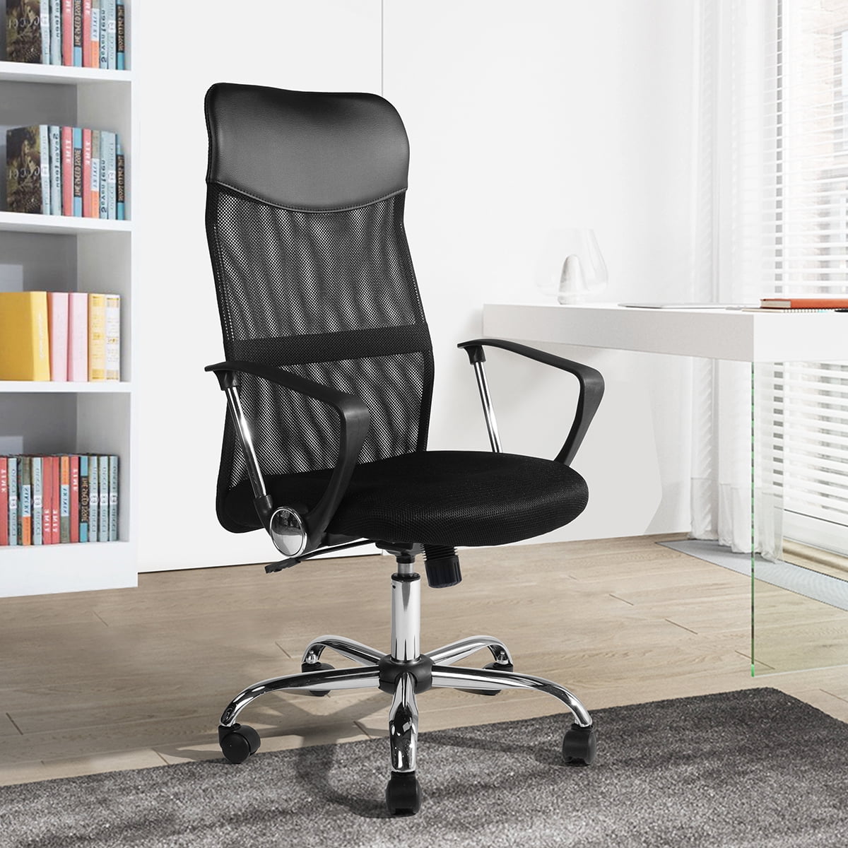 FurnitureR Danas High Back Tilting Black Mesh Office Chair With Arm